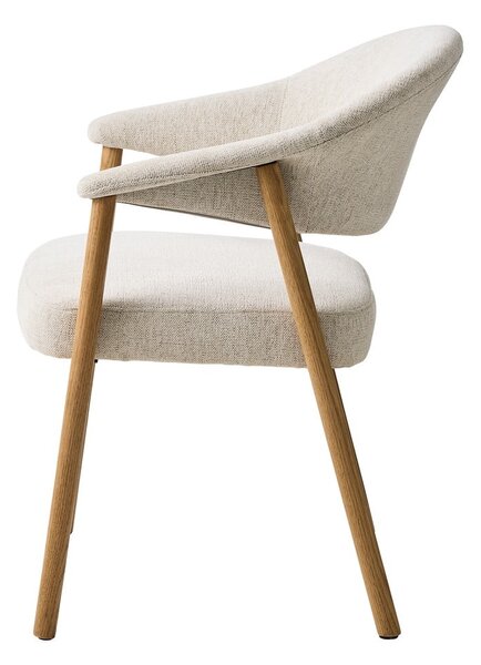 Kremno beli jedilni stoli v kompletu z nasloni za roke 2 ks iz masivnega hrasta Elk – Unique Furniture