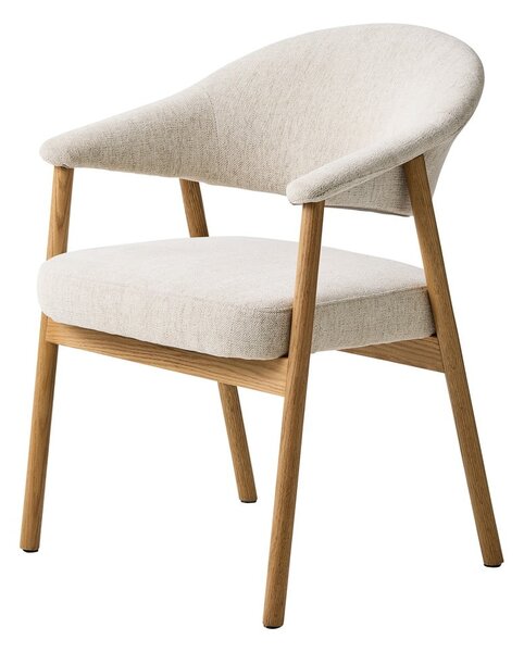 Kremno beli jedilni stoli v kompletu z nasloni za roke 2 ks iz masivnega hrasta Elk – Unique Furniture