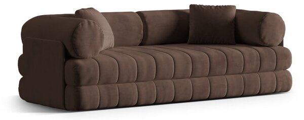 Rjava žametna raztegljiva sedežna garnitura 206 cm Kemi – Cosmopolitan Design