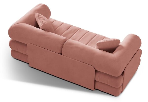 Rožnata žametna raztegljiva sedežna garnitura 206 cm Kemi – Cosmopolitan Design