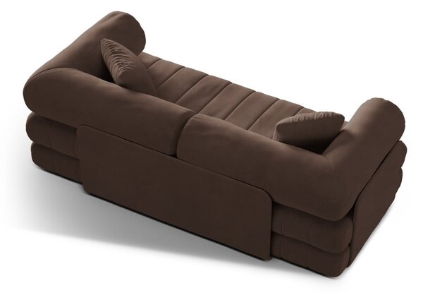Rjava žametna raztegljiva sedežna garnitura 206 cm Kemi – Cosmopolitan Design
