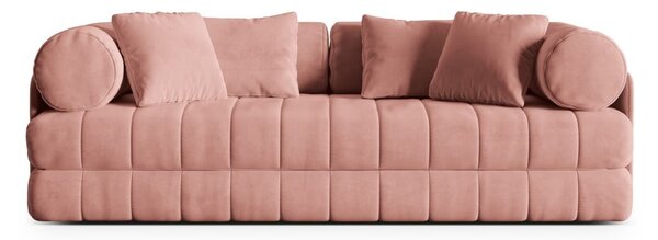 Rožnata žametna raztegljiva sedežna garnitura 206 cm Kemi – Cosmopolitan Design
