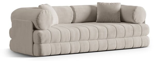 Bež žametna raztegljiva sedežna garnitura 206 cm Kemi – Cosmopolitan Design