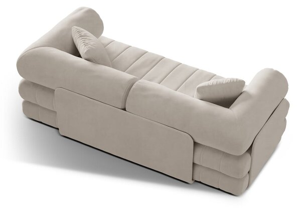Bež žametna raztegljiva sedežna garnitura 206 cm Kemi – Cosmopolitan Design