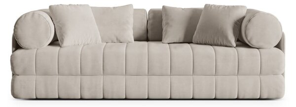 Bež žametna raztegljiva sedežna garnitura 206 cm Kemi – Cosmopolitan Design