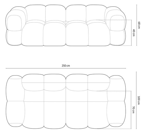 Bež žametna sedežna garnitura 250 cm Loretto – Cosmopolitan Design