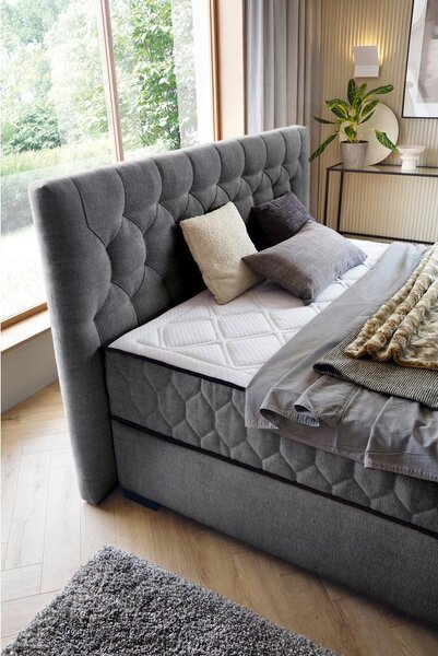 Premium Living Postelja Z Vzmetnico Prestige, Temno Siva, 180x200