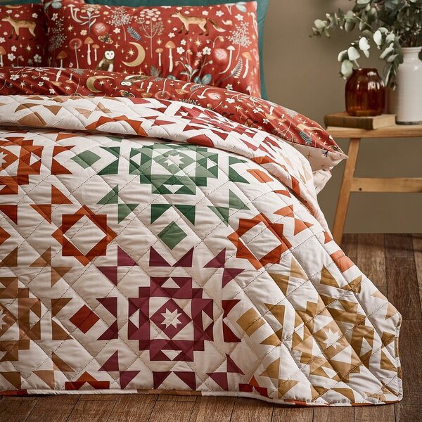 Bež prešito pregrinjalo 220x230 cm Autumn Patchwork Geo – Catherine Lansfield