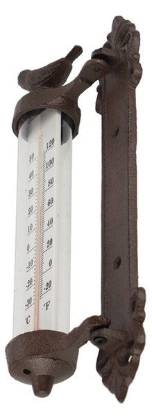Stenski termometer iz litega železa Esschert Design Dekor Bird, višina 27,3 cm