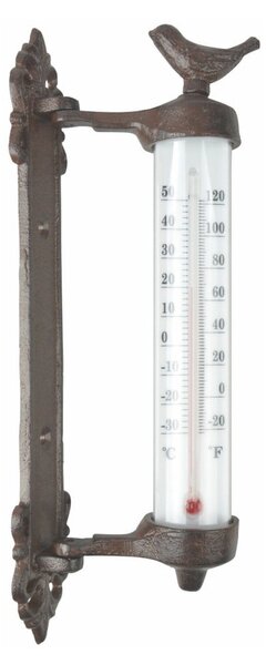 Stenski termometer iz litega železa Esschert Design Dekor Bird, višina 27,3 cm