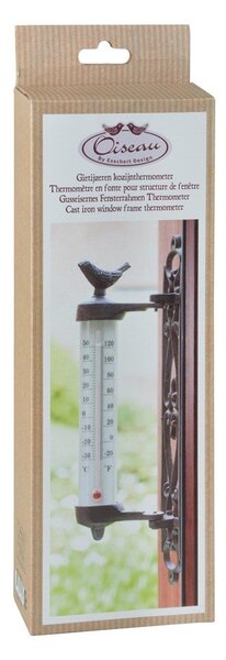 Stenski termometer iz litega železa Esschert Design Dekor Bird, višina 27,3 cm