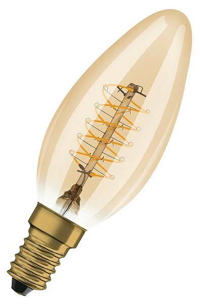 Osram LED svetlobni vir Vintage Edition 1906 v obliki žarnice E14 (E14, Možnost zatemnitve, Toplo bela, 250 lm, Sveča, Zlata)
