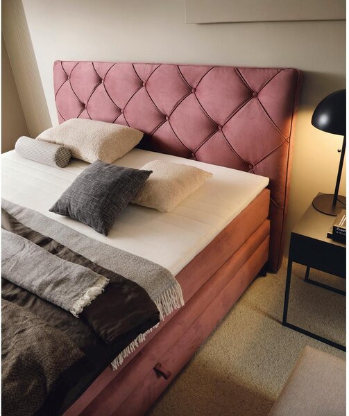 Premium Living Postelja Boxspring Molde, Roza, 180x200