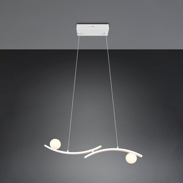 Trio Lighting LED viseča svetilka Napoli, bela mat, dolžina 82 cm, kovina, CCT, zatemnjen, Bela, Dnevna soba / jedilnica, Kovina, Sodobni