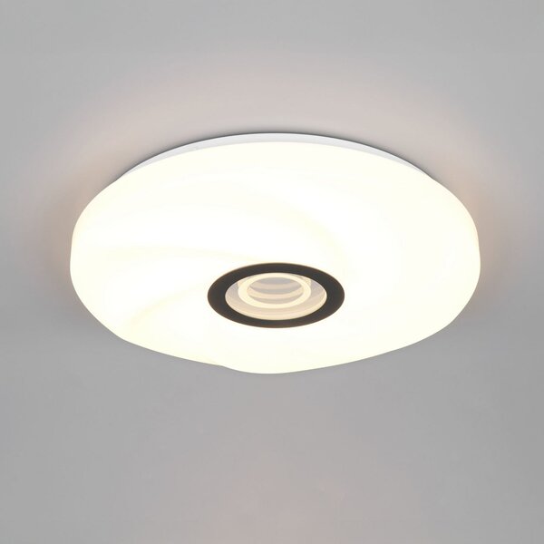 Reality Leuchten LED stropna svetilka Sano, bela, Ø 39 cm, CCT, daljinski upravljalnik, zatemnjen, Bela, Dnevna soba / jedilnica, Plastika, Sodobni