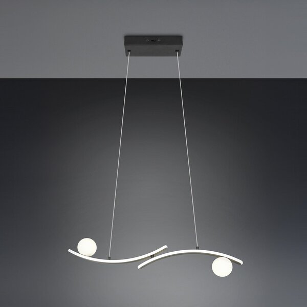 Trio Lighting LED viseča svetilka Napoli, črna mat, dolžina 82 cm, kovina, zatemnjen, Črna, Dnevna soba / jedilnica, Kovina, Sodobni