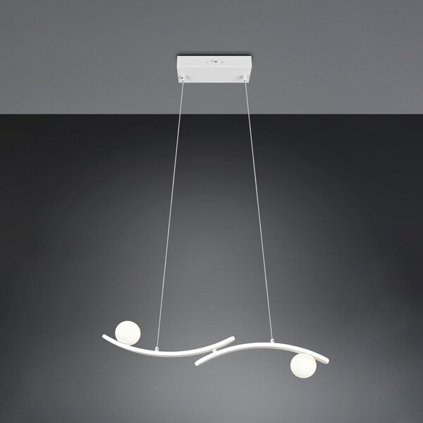 Trio Lighting LED viseča svetilka Napoli, bela mat, dolžina 82 cm, kovina, CCT, zatemnjen, Bela, Dnevna soba / jedilnica, Kovina, Sodobni