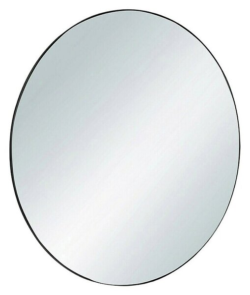 Ogledalo z okvirjem (Premer: 50 cm, Črna, Kovina)