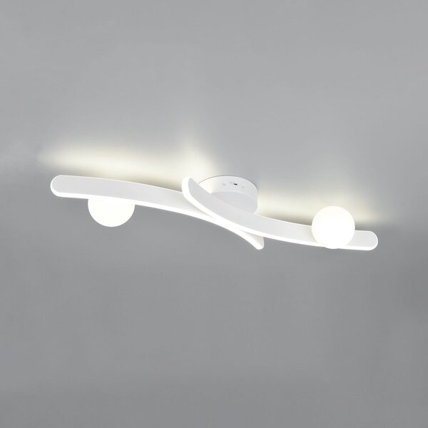 Trio Lighting LED stropna svetilka Napoli, bela mat, dolžina 70 cm, kovina CCT, zatemnjen, Bela, Dnevna soba / jedilnica, Kovina, Sodobni