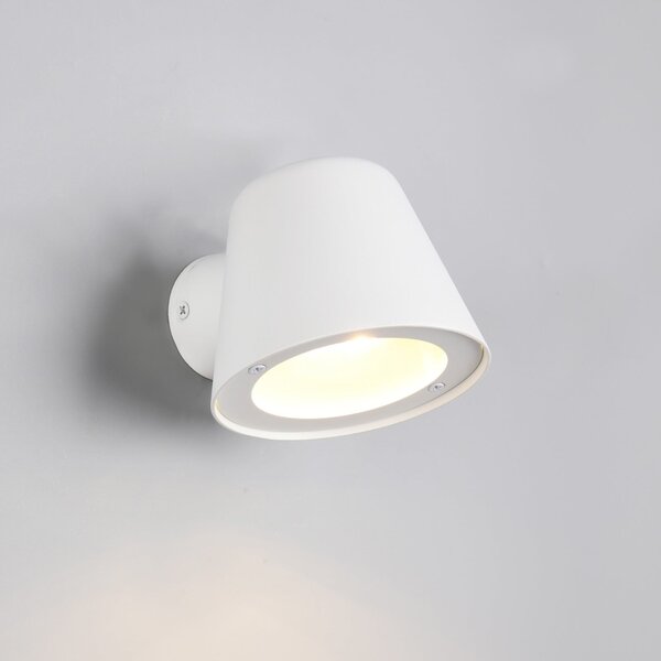 Trio Lighting Zunanja stenska svetilka Beni, bela mat, širina 11 cm, kovina, zatemnjen, Bela, Kovina, Sodobni