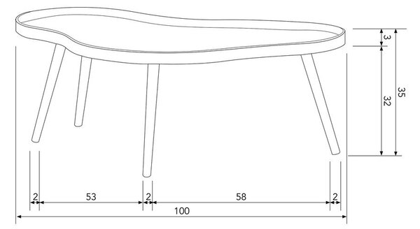 Stranska mizica 58x100 cm Mae – WOOOD