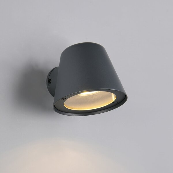 Trio Lighting Zunanja stenska svetilka Beni, črna mat, širina 11 cm, kovina, zatemnjen, Črna, Kovina, Sodobni