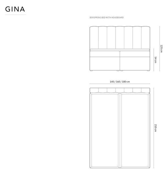 Svetlo modra boxspring postelja s prostorom za shranjevanje 160x200 cm Gina – Milo Casa