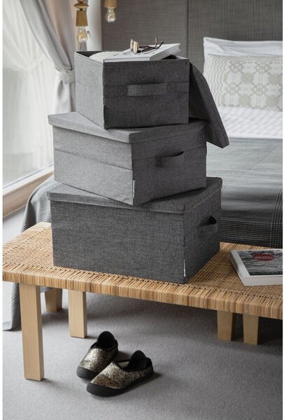 Siva tekstilna škatla za shranjevanje s pokrovom 35x26x19 cm Soft Storage – Bigso
