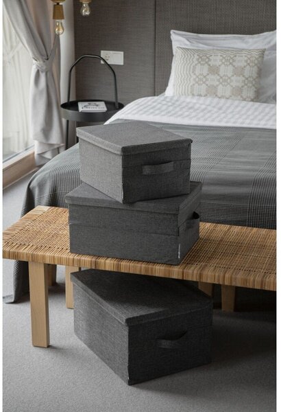 Siva tekstilna škatla za shranjevanje s pokrovom 35x26x19 cm Soft Storage – Bigso