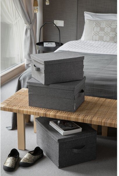 Siva tekstilna škatla za shranjevanje s pokrovom 35x26x19 cm Soft Storage – Bigso