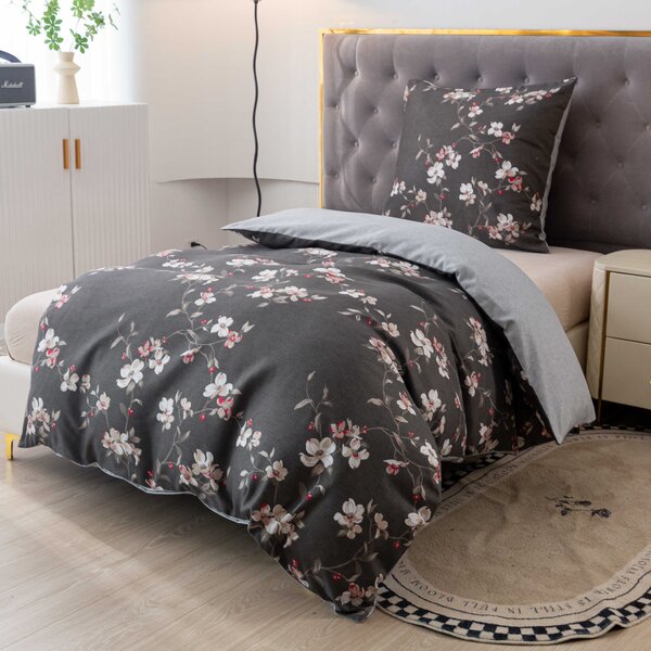 Flanelna posteljnina iz mikrovlaken BLOSSOM, siva Dimenzije posteljnine: 70 x 90 cm | 140 x 200 cm