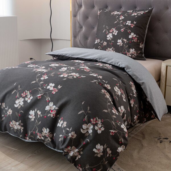 Flanelna posteljnina iz mikrovlaken BLOSSOM, siva Dimenzije posteljnine: 70 x 90 cm | 140 x 200 cm