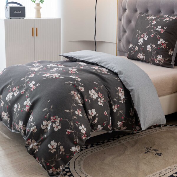 Flanelna posteljnina iz mikrovlaken BLOSSOM, siva Dimenzije posteljnine: 70 x 90 cm | 140 x 200 cm