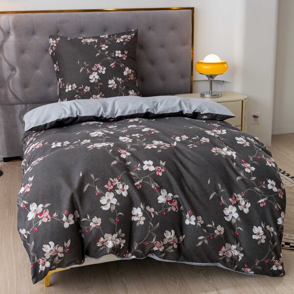 Flanelna posteljnina iz mikrovlaken BLOSSOM, siva Dimenzije posteljnine: 70 x 90 cm | 140 x 200 cm