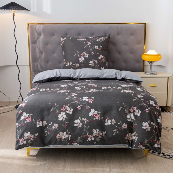 Flanelna posteljnina iz mikrovlaken BLOSSOM, siva Dimenzije posteljnine: 70 x 90 cm | 140 x 200 cm