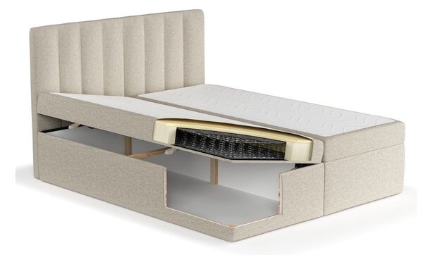 Bež boxspring postelja s prostorom za shranjevanje 160x200 cm Novento – Maison de Rêve