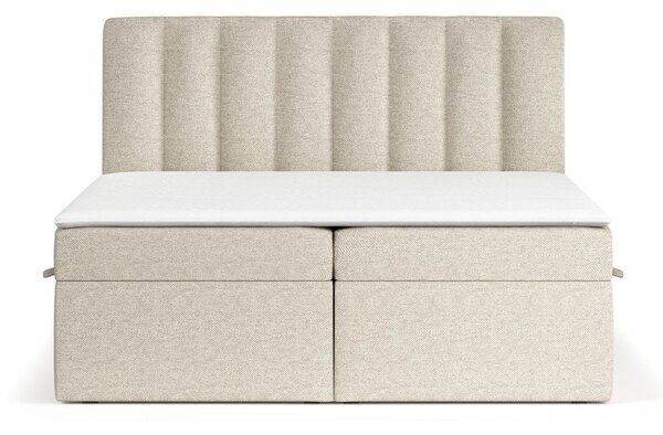 Bež boxspring postelja s prostorom za shranjevanje 160x200 cm Novento – Maison de Rêve