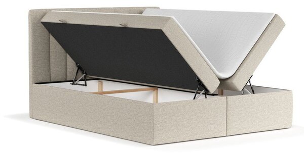 Bež boxspring postelja s prostorom za shranjevanje 160x200 cm Novento – Maison de Rêve