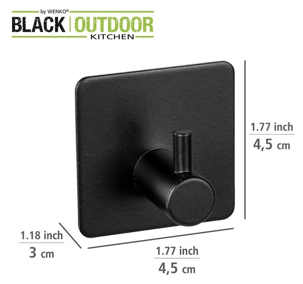 Črni obešalniki iz nerjavečega jekla z namestitvijo brez vrtanja v kompletu 2 ks Black Outdoor Kitchen Ureo – Wenko