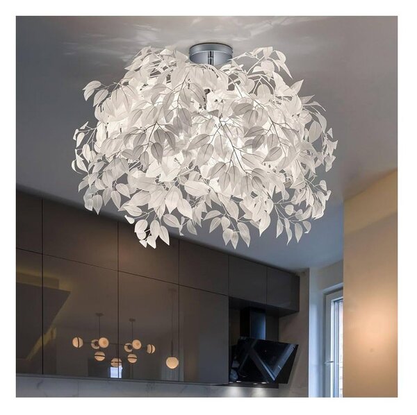 Bela viseča svetilka Reality Pendant Leavy, višina 73 cm