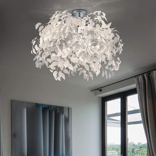 Bela viseča svetilka Reality Pendant Leavy, višina 73 cm