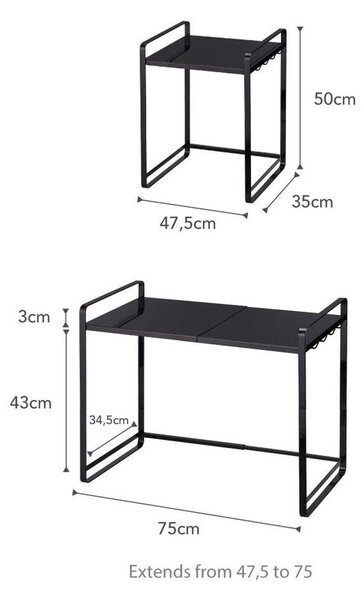 Črna nastavljiva kuhinjska polica YAMAZAKI Tower