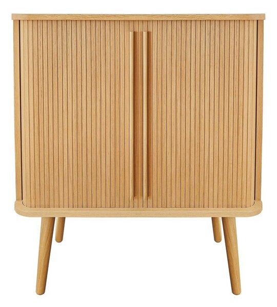 Visoka komoda v hrastovem dekorju z drsnimi vrati v naravni barvi 83x95 cm Rove – Woodman