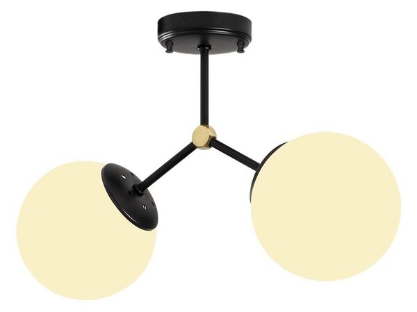 Črno-bela stropna svetilka s steklenim senčilom 15x44 cm Damar – Opviq lights