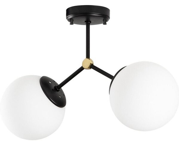 Črno-bela stropna svetilka s steklenim senčilom 15x44 cm Damar – Opviq lights