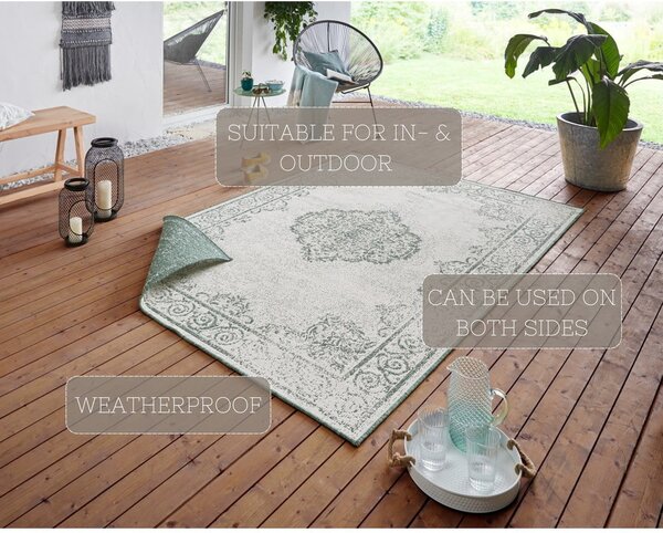 Zeleno-krem zunanja preproga NORTHRUGS Cebu, 80 x 150 cm