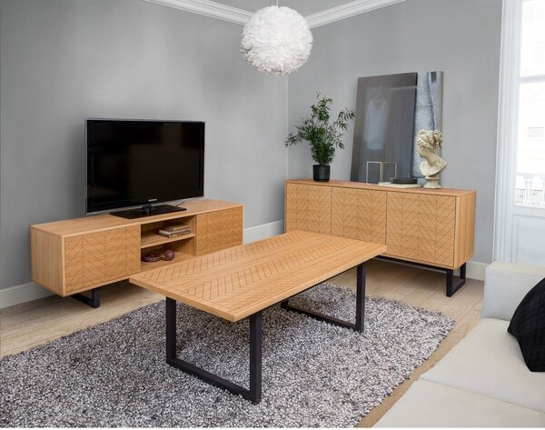 TV miza v hrastovem lesu Woodman Camden Herringbone