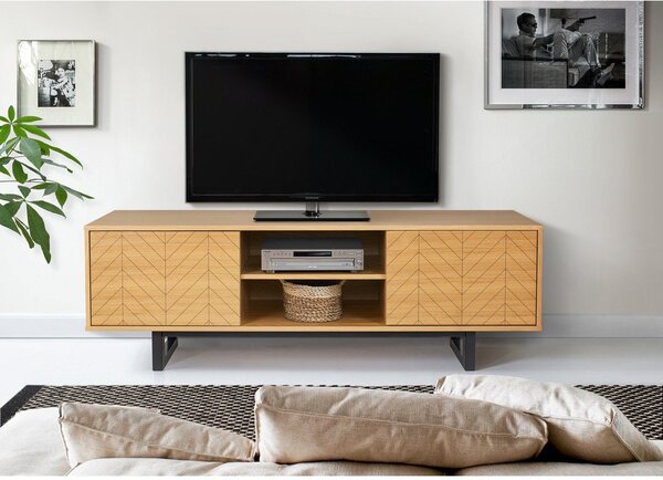 TV miza v hrastovem lesu Woodman Camden Herringbone