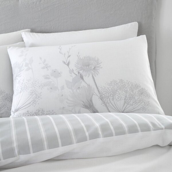 Bela in siva posteljnina Catherine Lansfield Meadowsweet Floral, 200 x 200 cm