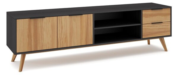 Črna/naravna TV omarica iz masivnega bora 180x53 cm Lavis – Marckeric